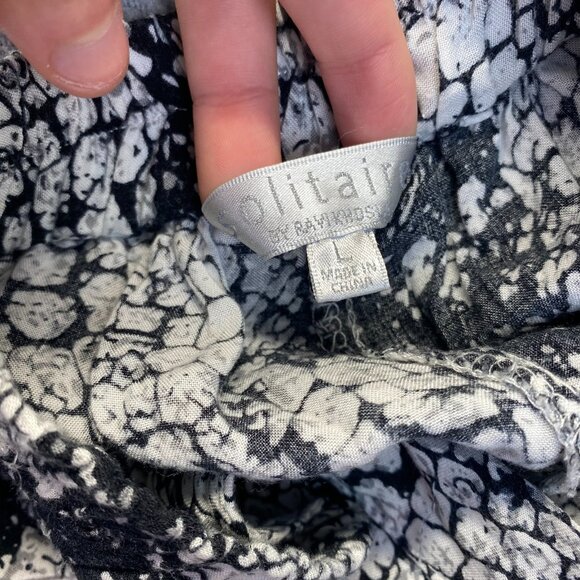 Solitaire Womens elastic Waist Wide Legs Pants Size Large 100% Rayon - Picture 12 of 14